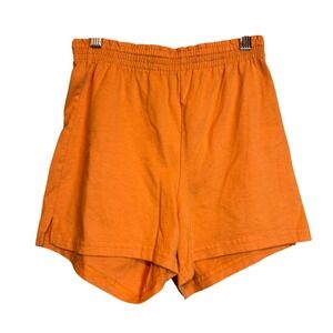 Soffe‎ Orange Cotton Blend High Waisted Athletic Jersey Shorts Small